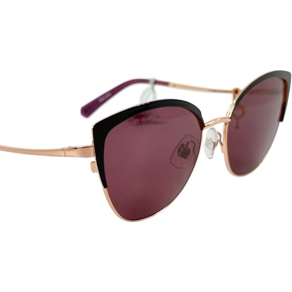 Swarovski SK0318 Womens Metal Sunglass 01Z Shiny Black 54-17 Dk Violet Lenses - Picture 5 of 5